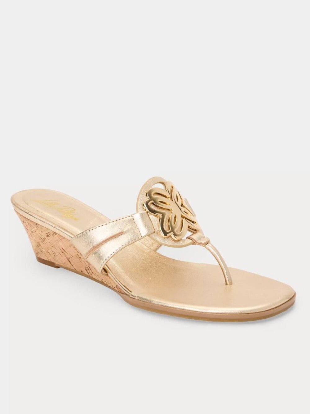 New in Box Lilly Pulitzer "Lilly Gold Wedge" Sandal, Size 6.5